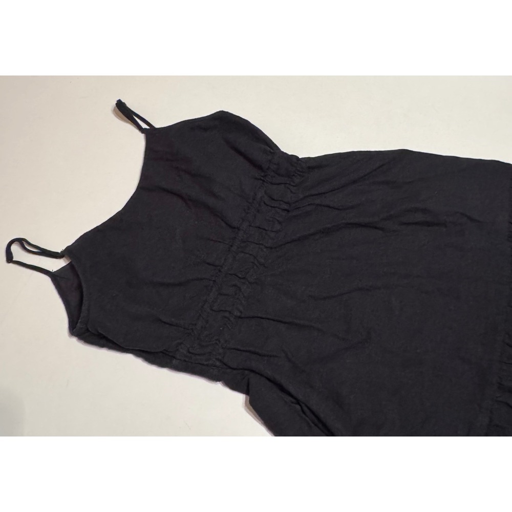 Joie Black Linen Boho Summer Beach Tiered Maxi Dress Scoop Neck Pockets Size 4